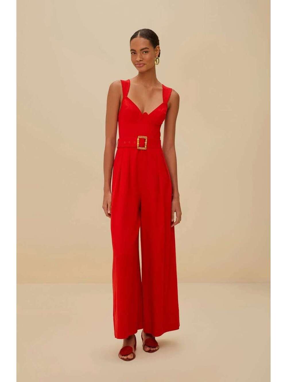 Farm Rio red sleeveless maxi jumpsuit Size Small NEW